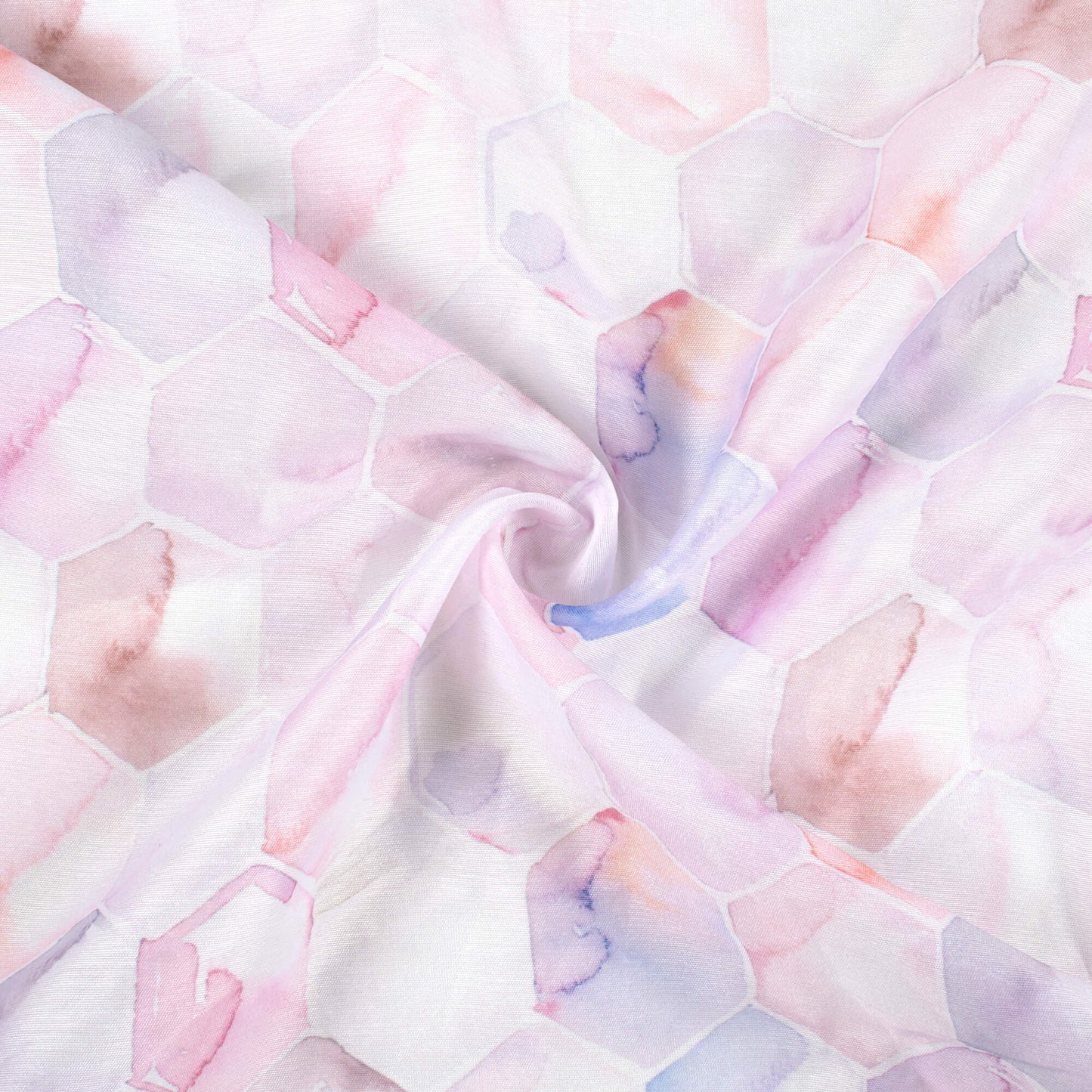 Light Purple And White Geometric Pattern Digital Print Chanderi Fabric
