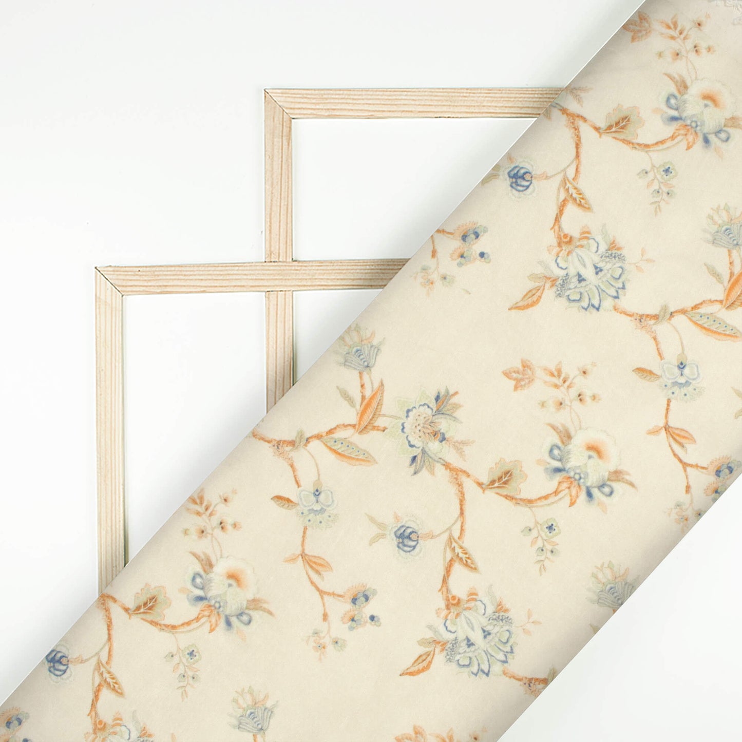 Beige And Tawny Brown Floral Pattern Digital Print Chanderi Fabric