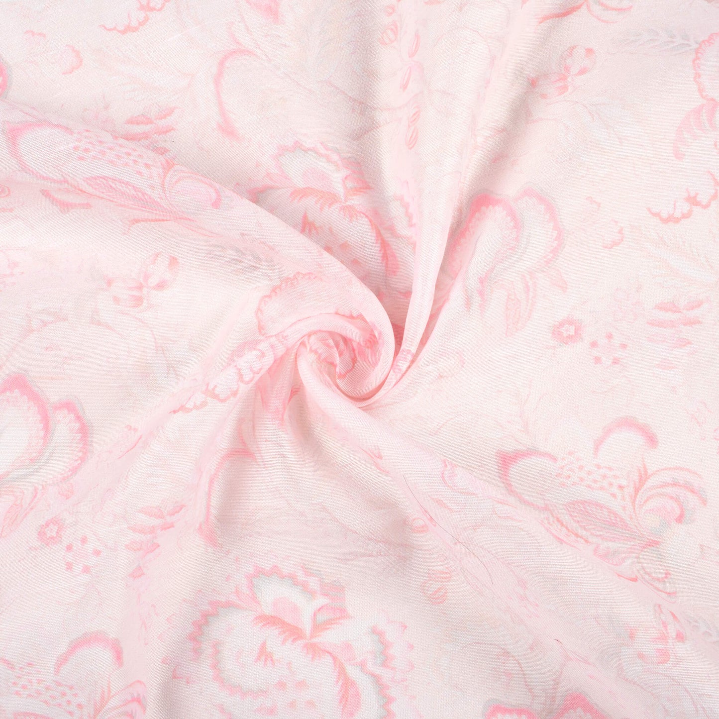 Pale Pink Floral Pattern Digital Print Chanderi Fabric