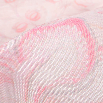 Pale Pink Floral Pattern Digital Print Chanderi Fabric