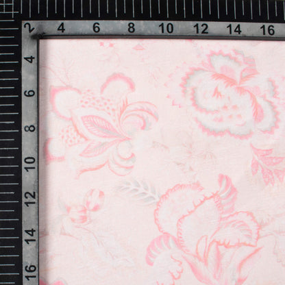 Pale Pink Floral Pattern Digital Print Chanderi Fabric