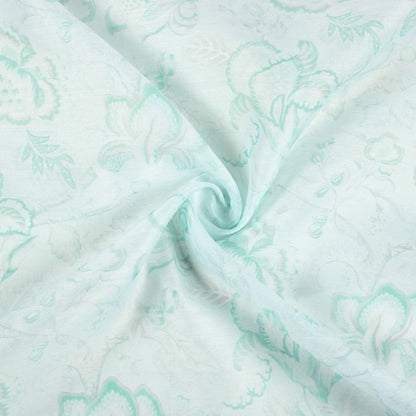 Pastel Green  Floral Pattern Digital Print Chanderi Fabric