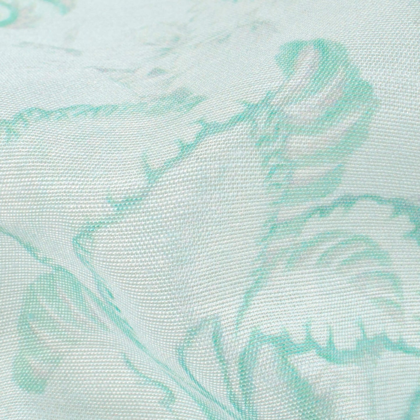 Pastel Green  Floral Pattern Digital Print Chanderi Fabric