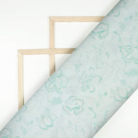 Pastel Green  Floral Pattern Digital Print Chanderi Fabric