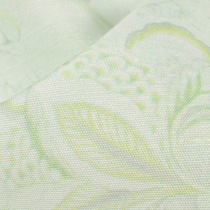 Pale Moss Green  Floral Pattern Digital Print Chanderi Fabric
