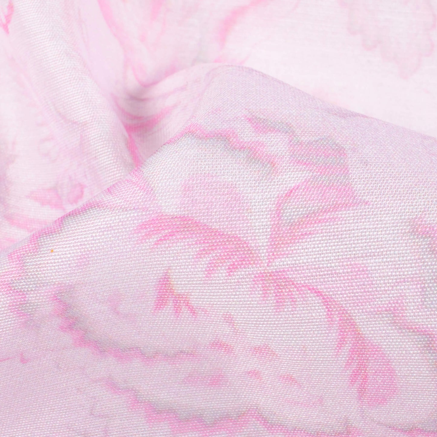 Blush Pink Floral Pattern Digital Print Chanderi Fabric