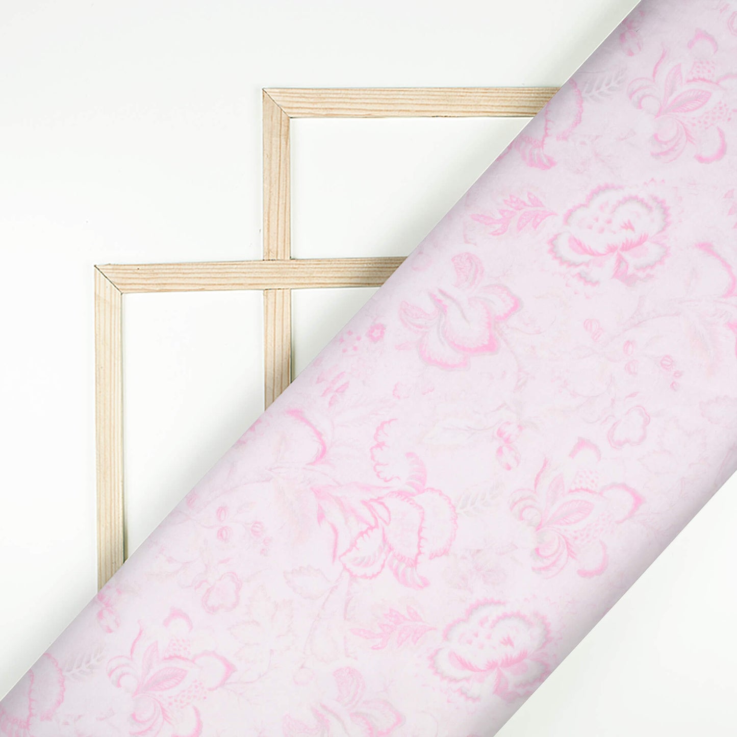 Blush Pink Floral Pattern Digital Print Chanderi Fabric
