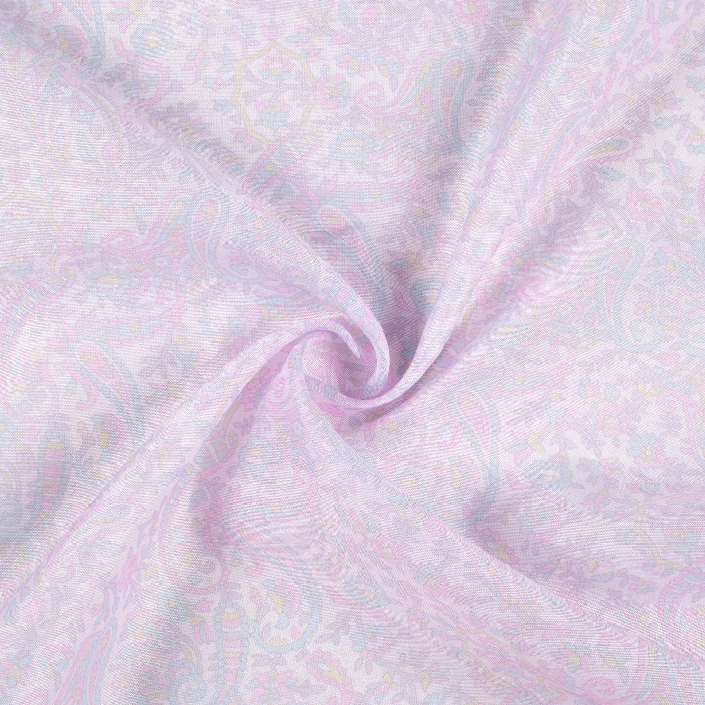 Taffy Pink And Pistachio Green Paisley Pattern Digital Print Chanderi Fabric