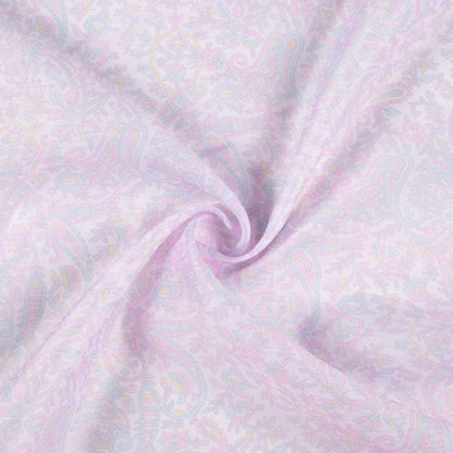 Taffy Pink And Pistachio Green Paisley Pattern Digital Print Chanderi Fabric