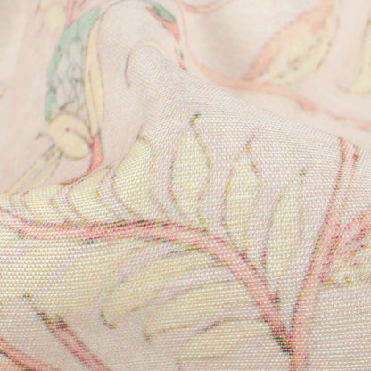 Pastel Orange And Pale Pink Floral Pattern Digital Print Chanderi Fabric