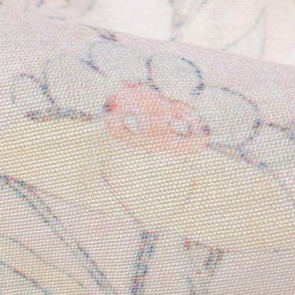 Pastel Peach And Pale Grey Floral Pattern Digital Print Chanderi Fabric