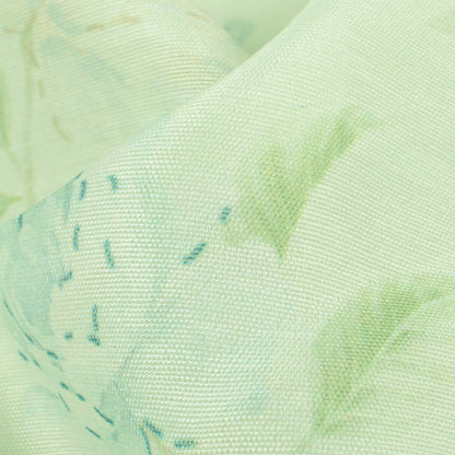 Tea Green Leaf Pattern Digital Print Chanderi Fabric