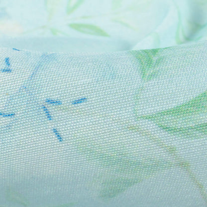 Mint Green Leaf Pattern Digital Print Chanderi Fabric