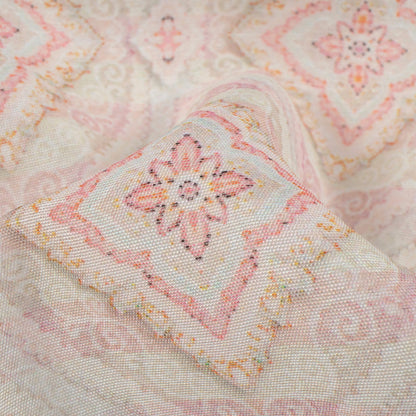 Pastel Pink Trellis Pattern Digital Print Chanderi Fabric
