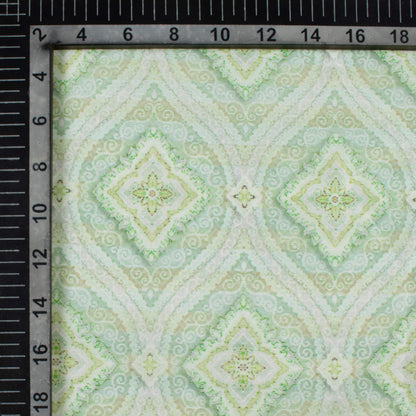Tea Green Trellis Pattern Digital Print Chanderi Fabric