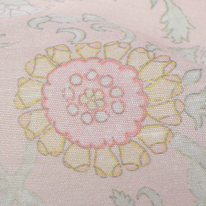 Light Peach And Pale Pink Floral Pattern Digital Print Chanderi Fabric