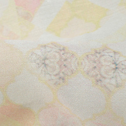 Pastel Yellow And Pastel Pink Geometric Pattern Digital Print Chanderi Fabric