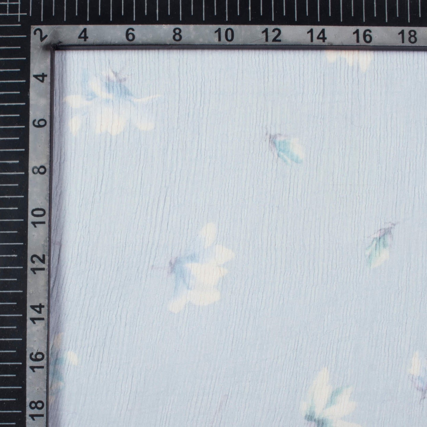 Jordy Blue And White Floral Pattern Digital Print Bemberg Chiffon Fabric