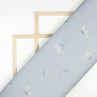Jordy Blue And White Floral Pattern Digital Print Bemberg Chiffon Fabric