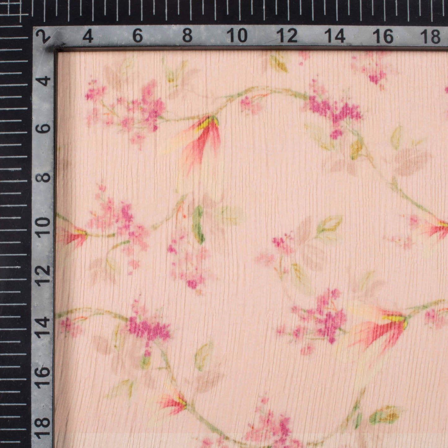 Baby Pink And Purple Floral Pattern Digital Print Bemberg Chiffon Fabric