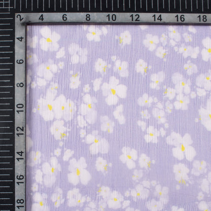 Iris Purple And White Floral Pattern Digital Print Bemberg Chiffon Fabric
