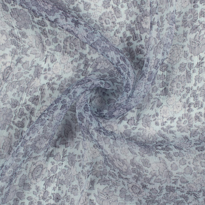 White And Raisin Purple Floral Pattern Digital Print Bemberg Chiffon Fabric