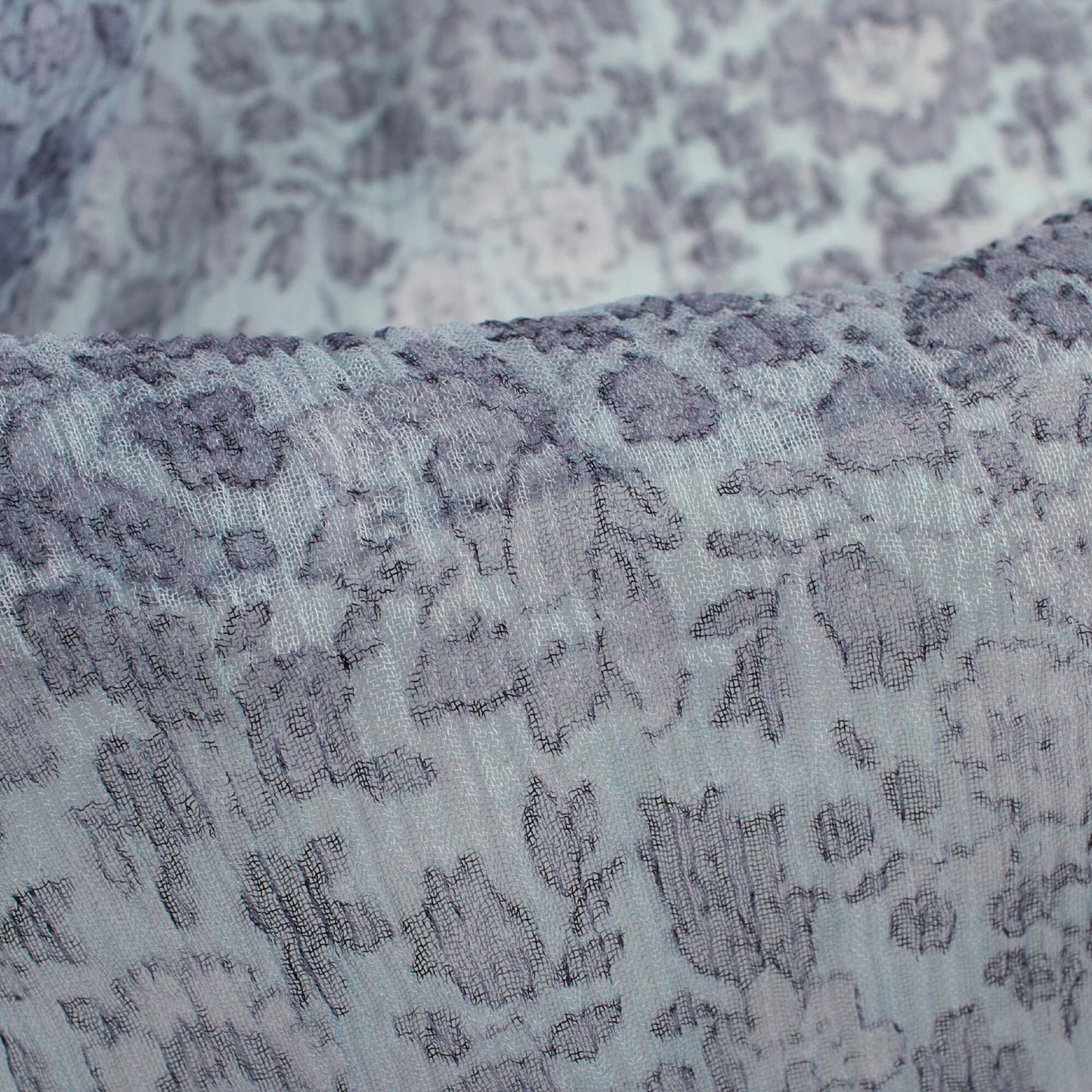 White And Raisin Purple Floral Pattern Digital Print Bemberg Chiffon Fabric