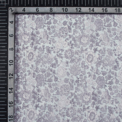 White And Raisin Purple Floral Pattern Digital Print Bemberg Chiffon Fabric