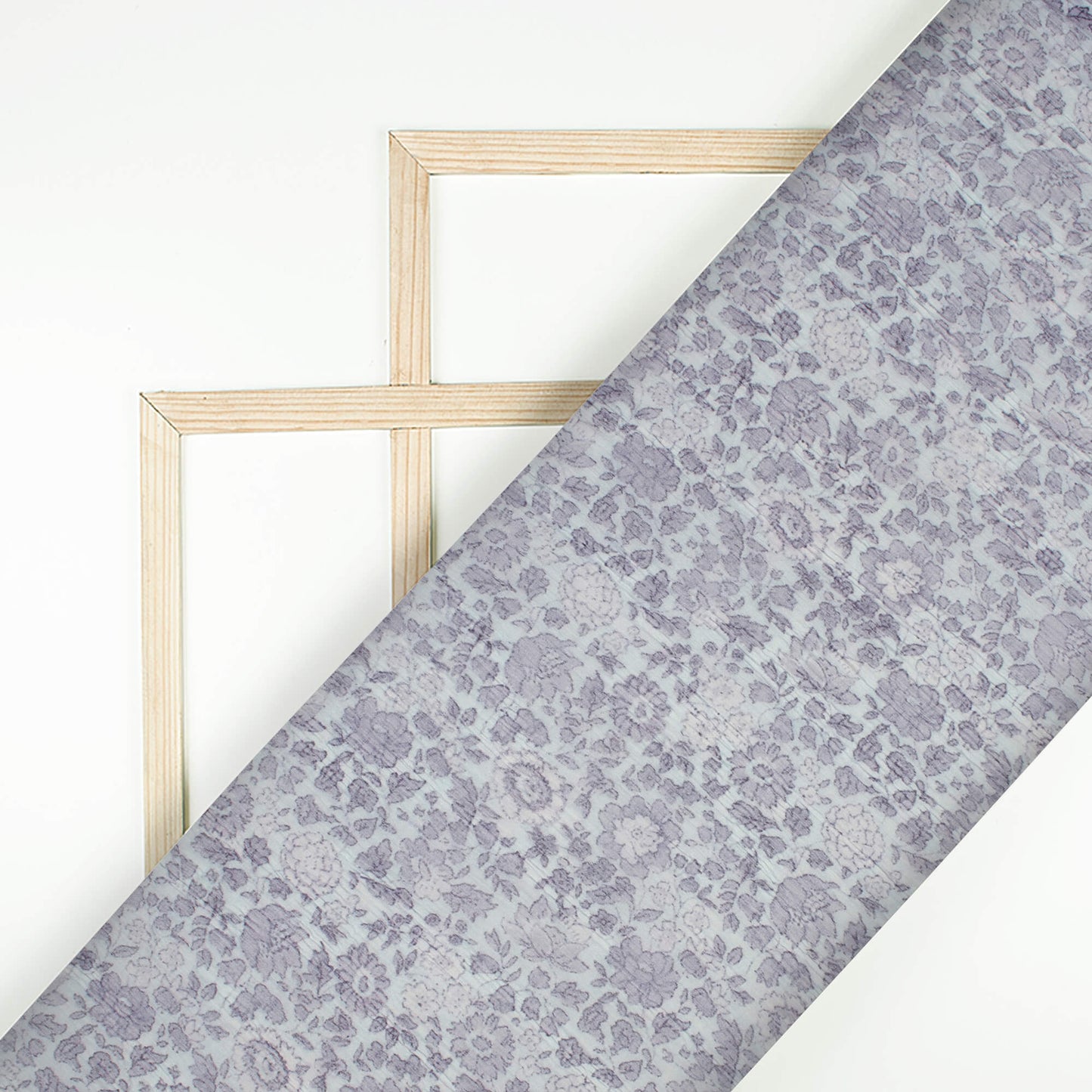White And Raisin Purple Floral Pattern Digital Print Bemberg Chiffon Fabric