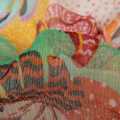 Multi-Color Quirky Pattern Digital Print Bemberg Chiffon Fabric