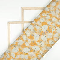 Merigold Orange And White Floral Pattern Digital Print Bemberg Chiffon Fabric