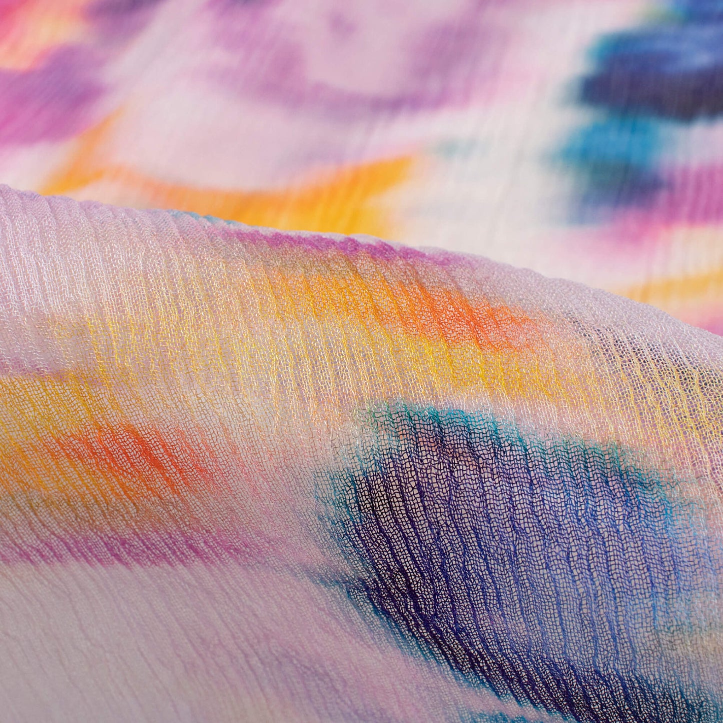 Mauve Purple And White Abstract Pattern Digital Print Bemberg Chiffon Fabric