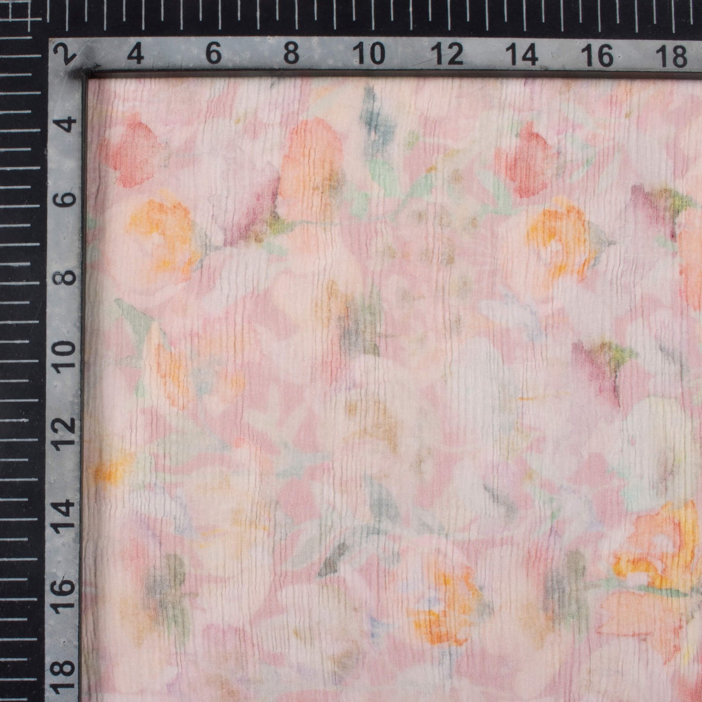 Baby Pink And Off White Floral Pattern Digital Print Bemberg Chiffon Fabric