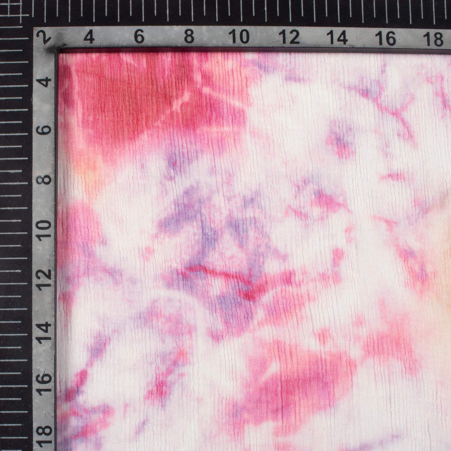 White And Pink Tie & Dye Pattern Digital Print Bemberg Chiffon Fabric