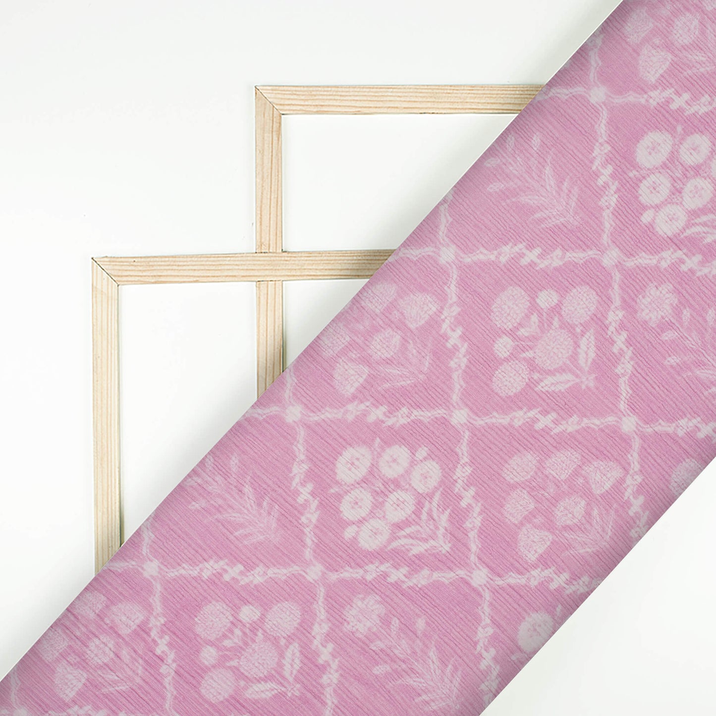 Hippie Pink And White Floral Pattern Digital Print Bemberg Chiffon Fabric