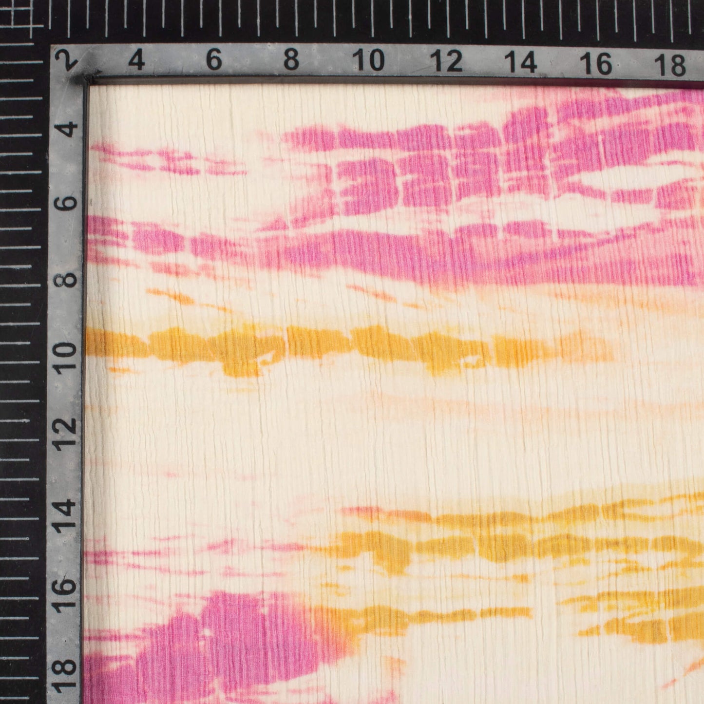 Cream And Magenta Pink Shibori Pattern Digital Print Bemberg Chiffon Fabric