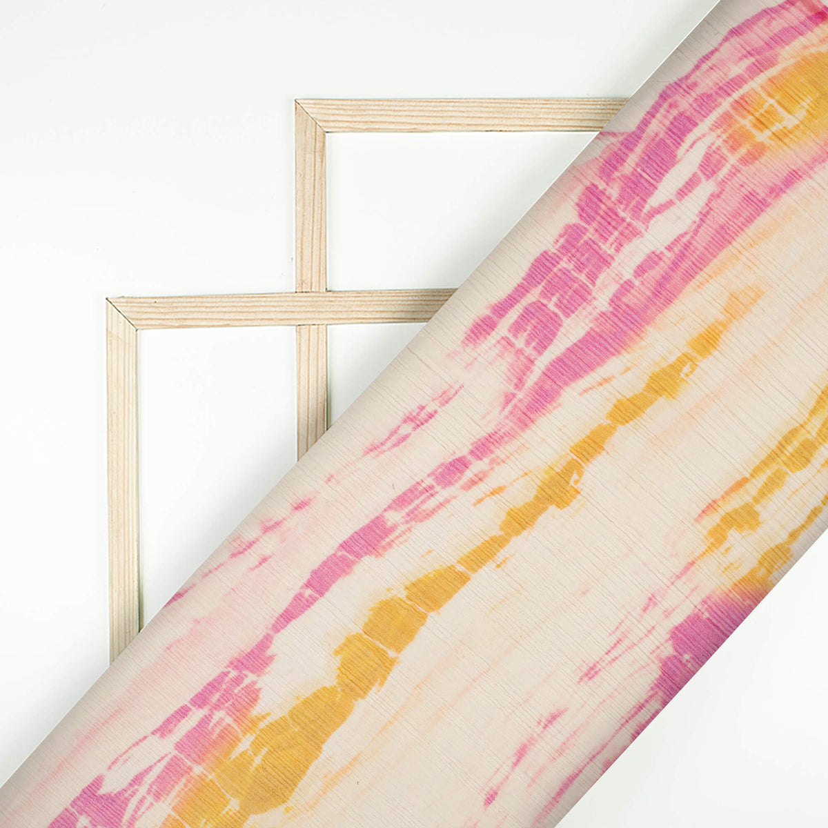Cream And Magenta Pink Shibori Pattern Digital Print Bemberg Chiffon Fabric