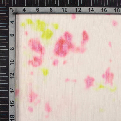 Oat Beige And Pink Tye And Dye Pattern Digital Print Bemberg Chiffon Fabric