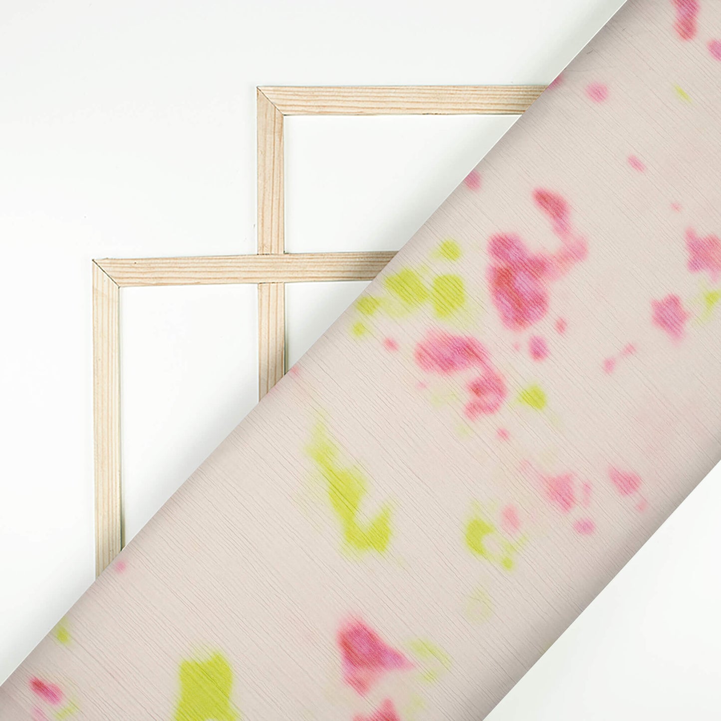 Oat Beige And Pink Tie & Dye Pattern Digital Print Bemberg Chiffon Fabric