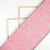 Lemonade Pink And White Bandhanii Pattern Digital Print Bemberg Chiffon Fabric