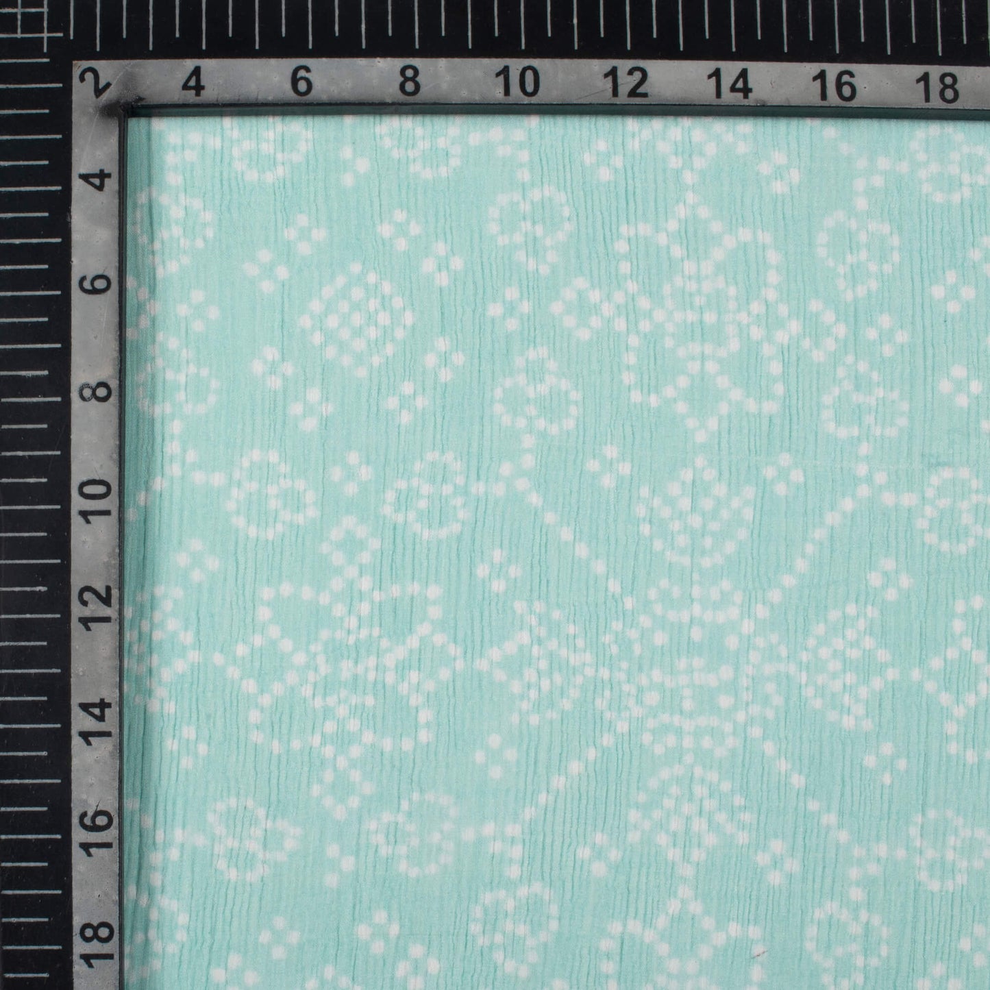Blizzard Blue And White Bandhani Pattern Digital Print Bemberg Chiffon Fabric