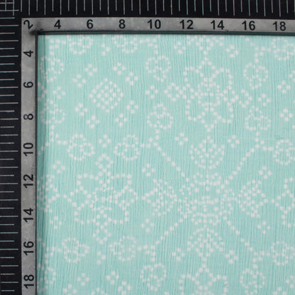 Blizzard Blue And White Bandhanii Pattern Digital Print Bemberg Chiffon Fabric