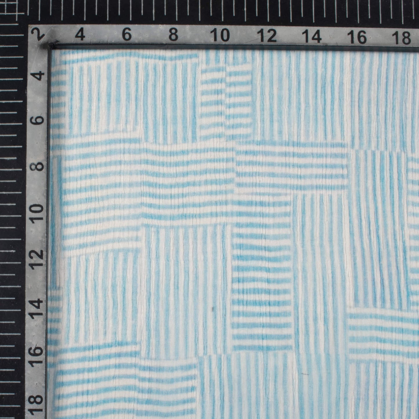 Blue And White Abstract Pattern Digital Print Bemberg Chiffon Fabric
