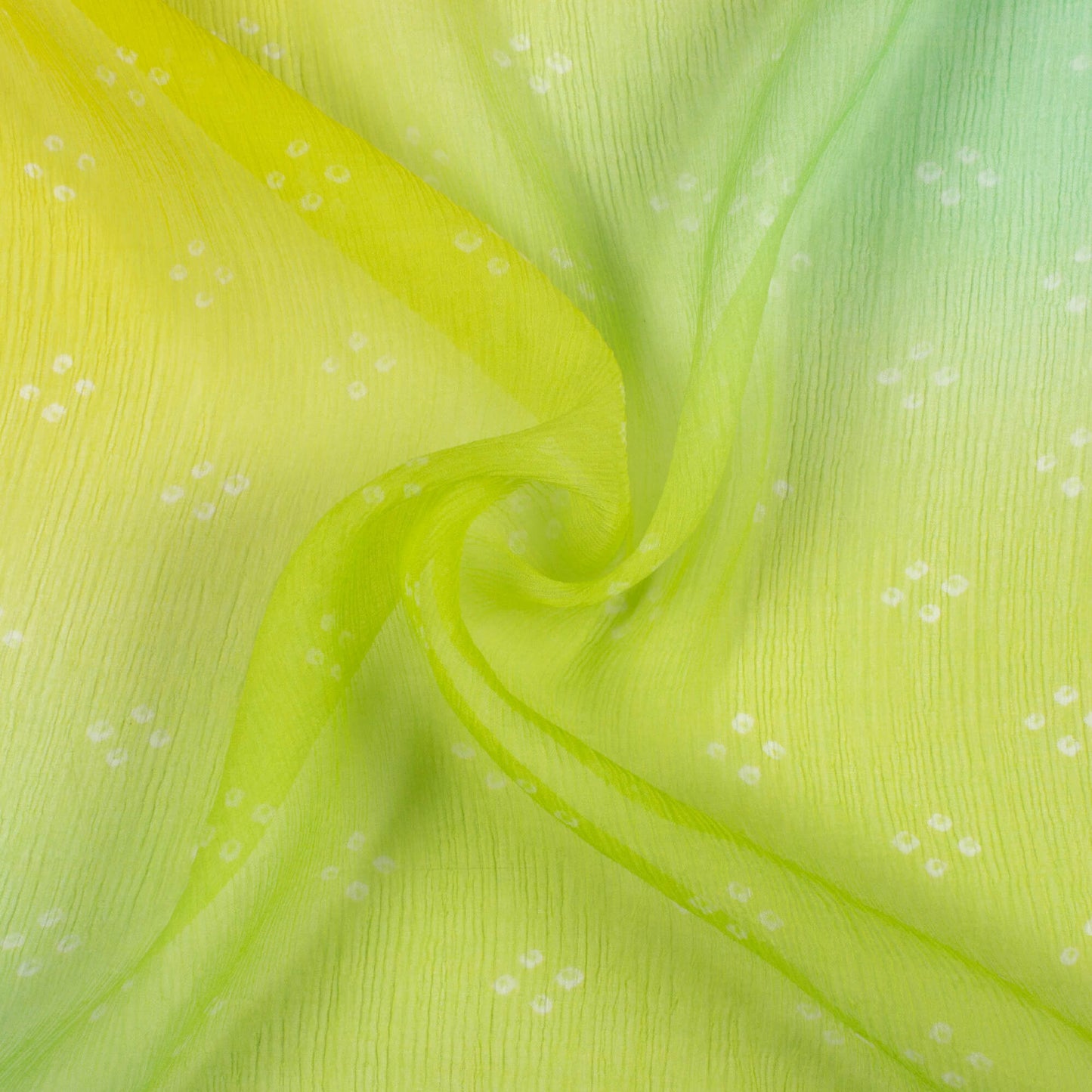 Lime Green And Seafoam Green Ombre Pattern Digital Print Bemberg Chiffon Fabric