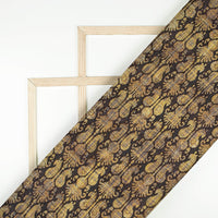 Corn Yellow And Black Ethnic Pattern Digital Print Linen Textured Fabric (Width 56 Inches)