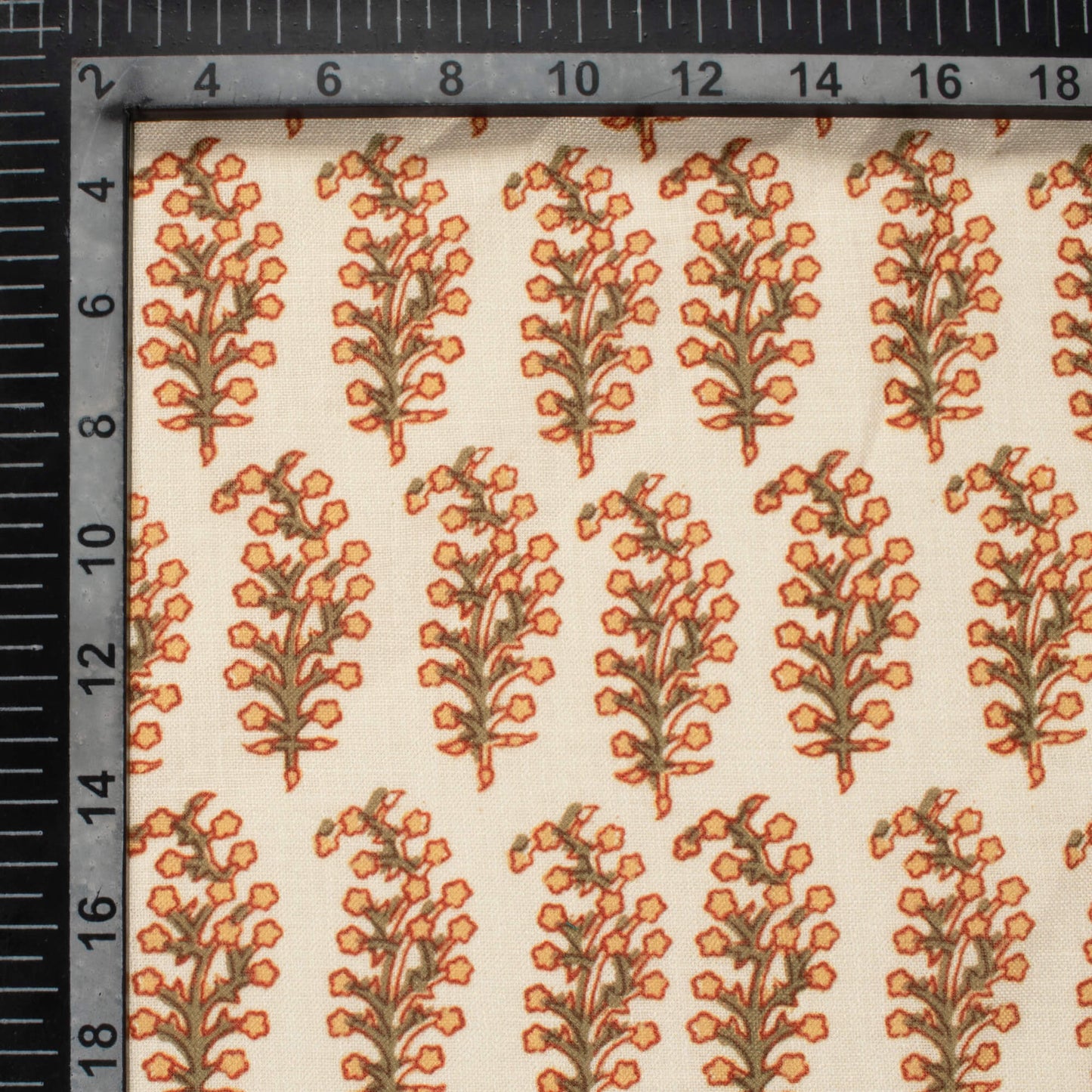 Cream And Yellow Floral Pattern Digital Print Linen Textured Fabric (Width 56 Inches)