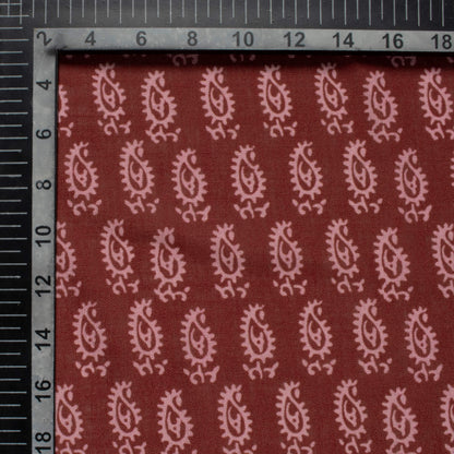 Sangria Red Paisley Pattern Digital Print Linen Textured Fabric (Width 56 Inches)