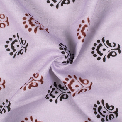 Heather Purple And Black Quirky Pattern Digital Print Linen Textured Fabric (Width 56 Inches)