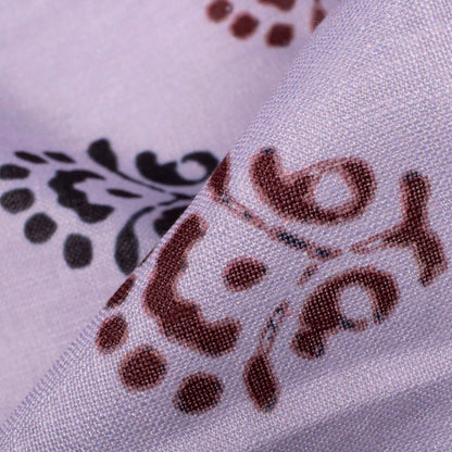 Heather Purple And Black Quirky Pattern Digital Print Linen Textured Fabric (Width 56 Inches)