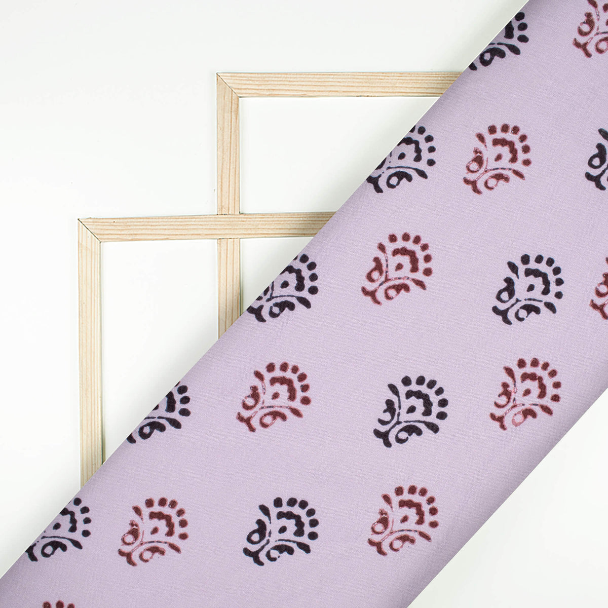 Heather Purple And Black Quirky Pattern Digital Print Linen Textured Fabric (Width 56 Inches)